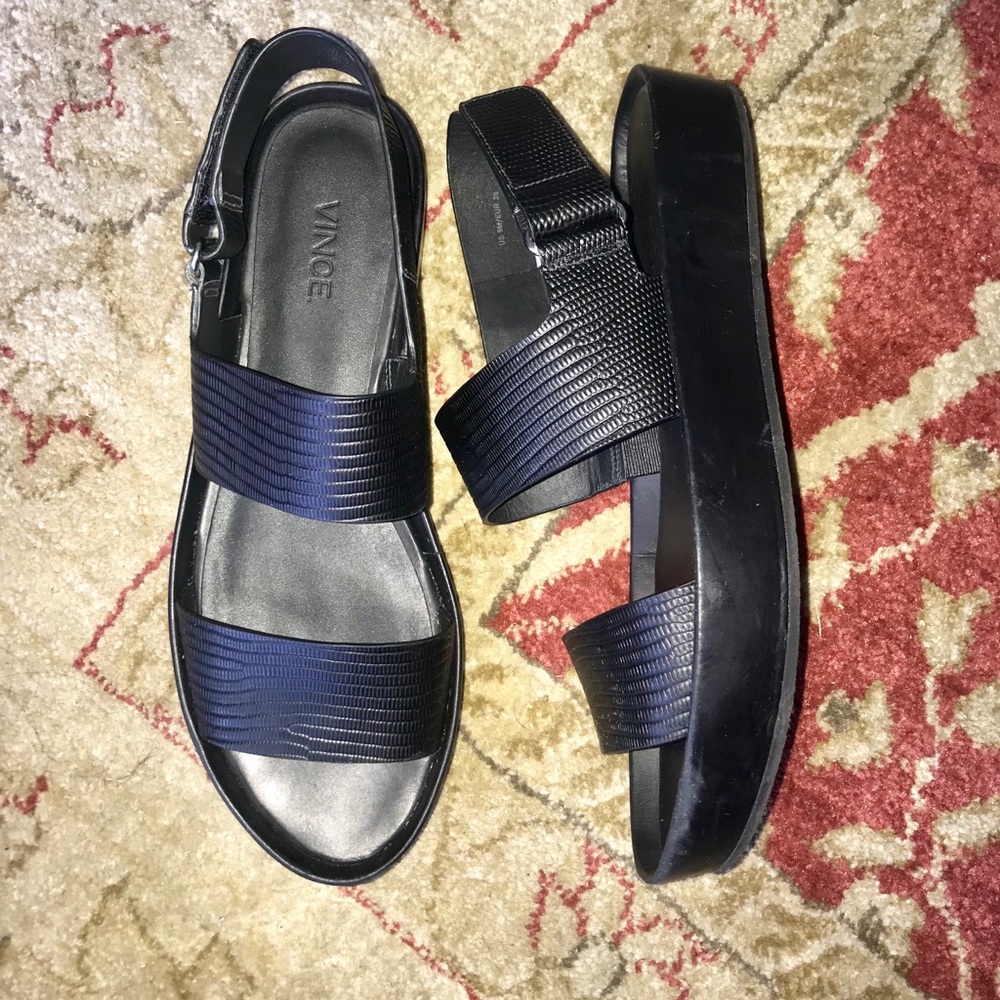 Vince. Women’s Black Marett Lizard-effect Sandals